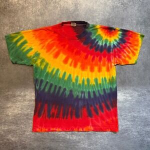 Vintage Sundog Tie Dye Shirt Mens Large Rainbow Spiral Single Stitch Made in USA